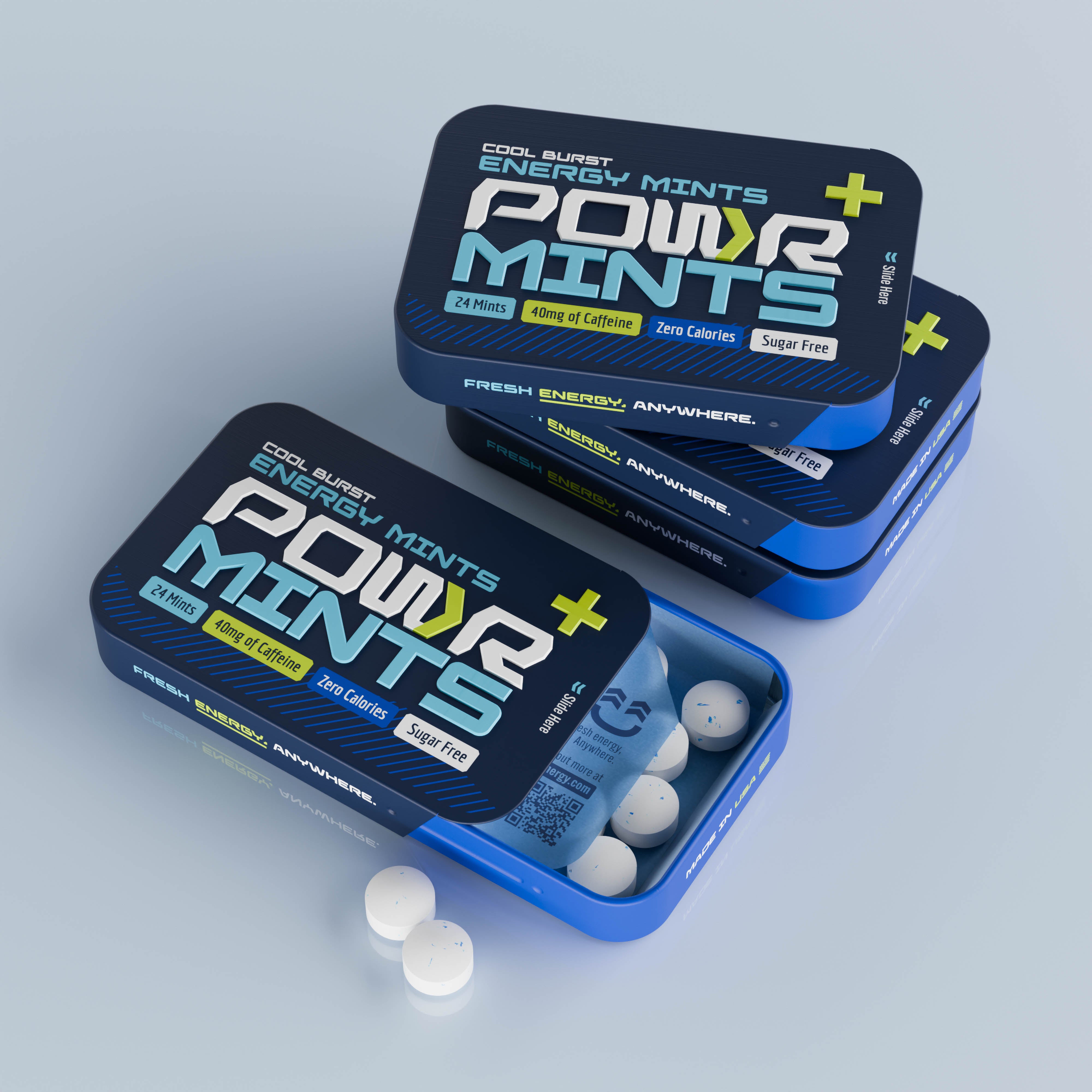 POWR Caffeinated Mints | Cool Burst (40mg Clean Energy)