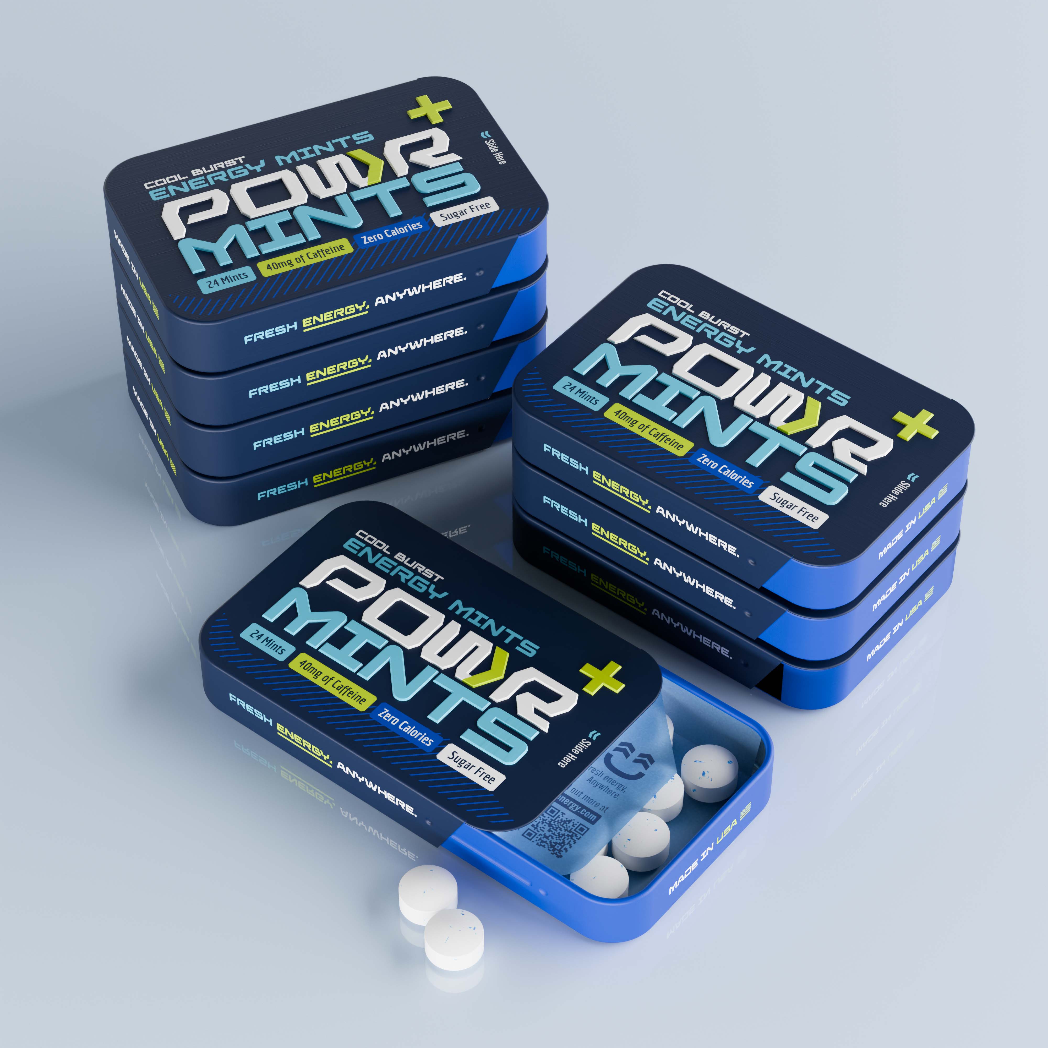 POWR Caffeinated Mints | Cool Burst (40mg Clean Energy)